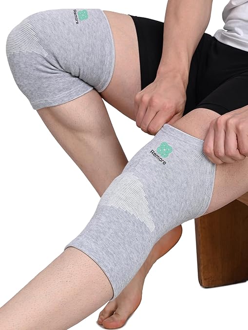 Bamboo Knee Compression Sleeve for Men and Women Bamboo Knee Brace for Men and Women Knee Pain, Gym, Running, Basketball, Meniscus Tear, Sports, Joint Pain Relief, Injury Recovery (52-58cm Thigh) (XL)