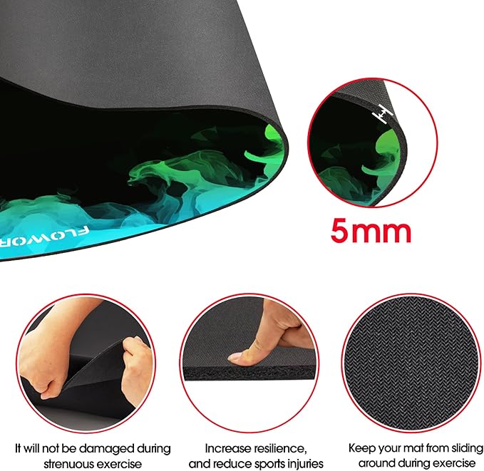 Cheete Jump Rope Mat Large Rubber Exercise Mat Indoor Outdoor Shock Absorbing Mat Non-Slip Oval Design for Floor & Rope Protection, Workout Mats for Home Gym Flooring