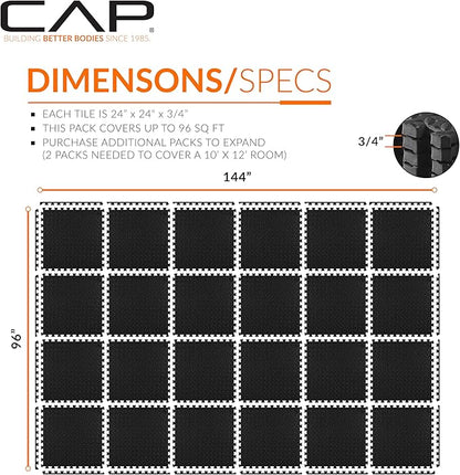 CAP Puzzle Exercise Mats | 3/4” Thick EVA Interlocking Foam Tiles for Home Gym Flooring | Multiple Options