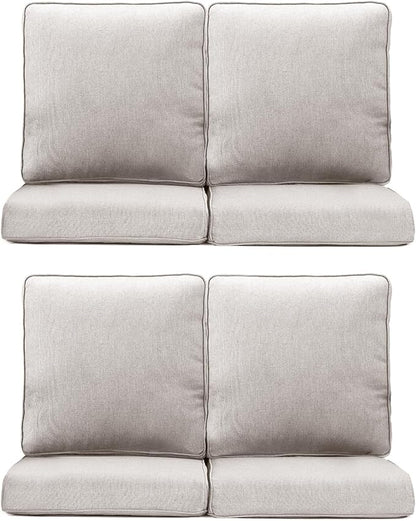 Patio Chair Cushions 4 Packs - Outside High Back Thick Water-Resistant Cushion 22x24 with Zipper Cover for Outdoor Glider Rocking Chairs Loveseat Couch – Beige/Regular
