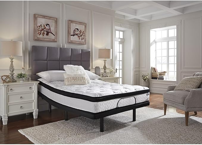 Signature Design by Ashley King Size Chime 12 Inch Medium Firm Hybrid Mattress with Cooling Gel Memory Foam for Pressure Relief, Fiberglass Free, Mattress In A Box