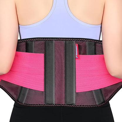 T TIMTAKBO 2.0 Version Lower Back Brace for Pain Relief, Back Brace for Lifting at Work, Back Brace for Herniated Disc and Sciatica, Back Support Belt for Women (Red,2XL Fits 39"-48" Belly Waist)