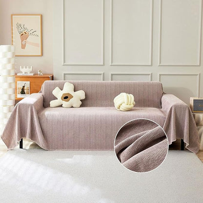 STACYPIK Thick Pink Geometric Sofa Covers for 2 Cushion Couch Reversible Herringbone Dogs Couch Covers Pet Scratch Couch Protector Blanket for Living Room Chenille Cushion Covers with Tassel-91X118IN