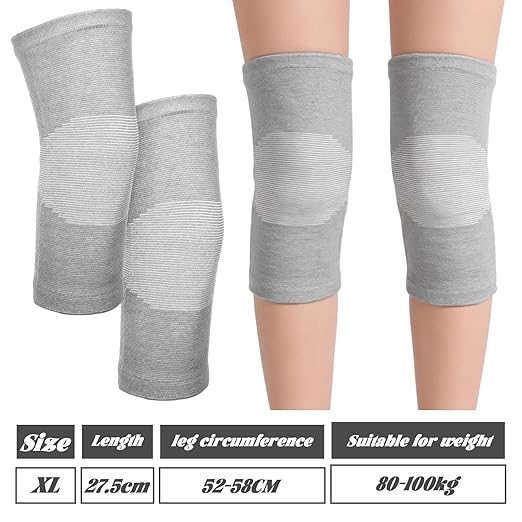 2 PCS Bamboo Charcoal Knee Sleeve Compression Knee Sleeve Elastic Thicken Warm Knees Brace for Arthritis Pain Enhanced Comfort Running Cycling Ski Dance Men Women (X-Large)