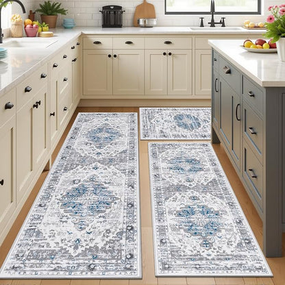 Ileading Boho Kitchen Rugs Set of 3 Washable Kitchen Mats