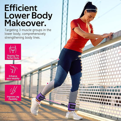 WALITO Ankle Resistance Bands with Cuffs, Exercise Bands for Legs and Butt, Booty Workout Equipment for Kickbacks and Hip Fitness Training