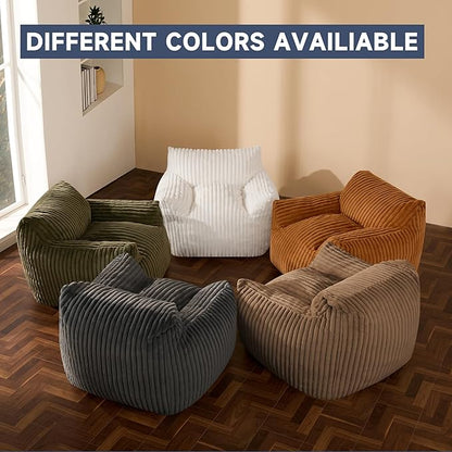 Oversized Bean Bag Chair for Adults, Giant Comfy Plush Boneless Bean Bag Couch with Filler for Kids - Reading Chair for Living Room, Bedroom & Dorm, Single Accent Chair Floor Lounger, Green