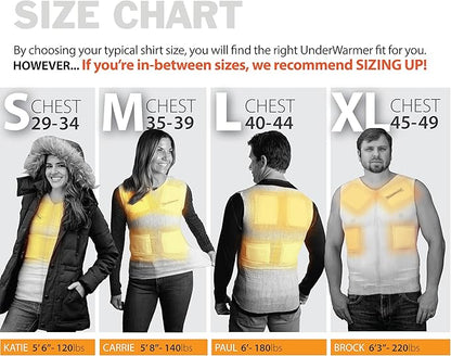 Single-Use Heated Vest Shirt | Compression Baselayer | 8 Built in Heat Packs | Body Warmer | White