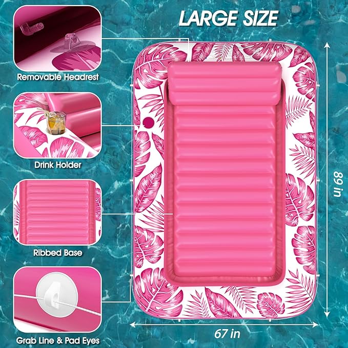 Inflatable Tanning Pool Lounger Float - Jasonwell 4 in 1 Sun Tan Tub Sunbathing Pool Lounge Raft Floatie Toys Water Filled Tanning Bed Mat Pad for Adult Blow Up Kiddie Pool Kids Ball Pit