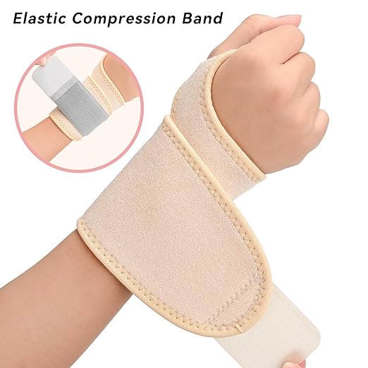 Wrist Brace for Carpal Tunnel 2 Pack Right Left Hand, Wrist Support Wraps for Women Men, Adjustable Wrist Brace for Day Night Support, Tendonitis, Arthritis, Weightlifting, Sports, Grey&Nude