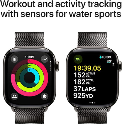 Apple Watch Series 10 [GPS + Cellular 42mm] with Slate Titanium Case with Slate Milanese Loop. Fitness Tracker, ECG App, Always-On Retina Display, Carbon Neutral with AppleCare+ (2 Years)