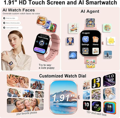 uaue AI Smart Watch with ChatGPT, 1.91" Bluetooth Calling Smartwatch for Men Women, 110+ Fitness Modes Activity Tracker, Sleep/Heart Rate/Calorie Monitor, IP68 Waterproof Step Counter for Android iOS