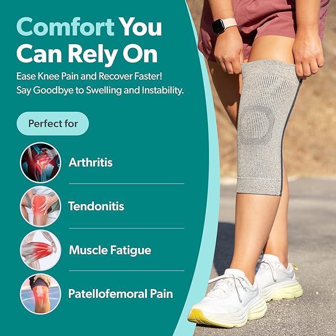BraceAbility Knee Compression Sleeve - Knit Knee Pain Brace for Men or Women, Arthritis Relief, Meniscus Tear, Running, Workout, Sports, Swelling, Athletic Support for Joint Stability (Lilac, XL/2XL)
