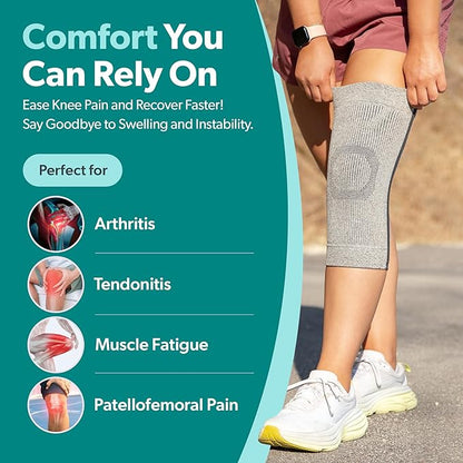 BraceAbility Knee Compression Sleeve - Knit Knee Pain Brace for Men or Women, Arthritis Relief, Meniscus Tear, Running, Workout, Sports, Swelling, Athletic Support for Joint Stability (Teal, M/L)