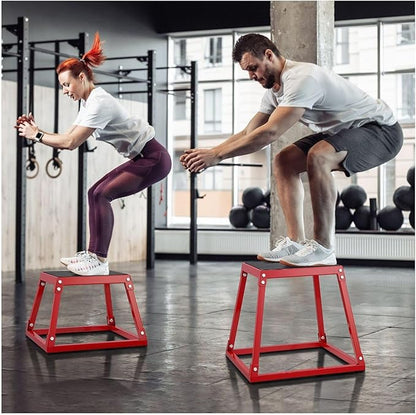 18 Inch Plyo Box - Steel Jump Box for Fitness, Agility Training - Heavy Duty Platform for Home Gym - Step Up Box - Conditioning Strength Workout - Red
