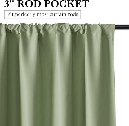 RYB HOME 100% Blackout Short Curtains for Small Window, Thermal Insulated Total Room Darkening Noise Reducing Curtains for Basement Bathroom RV Cars, 29 inches Wide by 30 inches Long, Sage Green