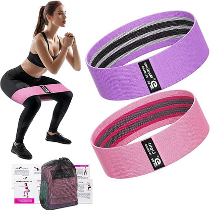 Booty & Resistance Bands – 3 Level Non-Slip Fabric Exercise Bands for Legs & Glutes, Women & Men, Squats, Hip Thigh Training, Yoga, Pilates, Home Workout
