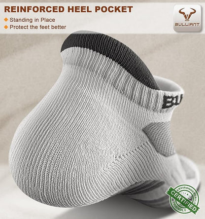 BULLIANT Men Running Socks,Active Ankle Socks No Show For Men With Cushioned Footbed Arch Support Breathable Wicking