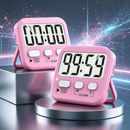 Antonki 2 Pack Digital Timer for Kids, Magnetic Countdown Kitchen Timers for Cooking, Egg, Classroom, Teacher, Exercise, Study, Oven - Battery Included
