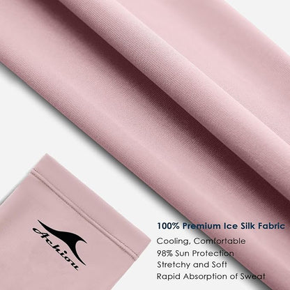 Achiou Cooling Ice Silk Arm Sleeves, Summer UV Sun Protection Compression Sleeves UPF 50+ for Women Volleyball Youth Sports