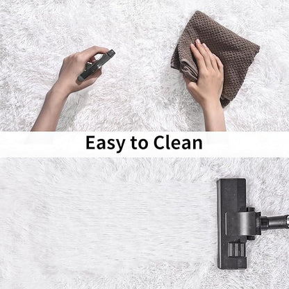 Soft Runner Rugs for Bedroom Hallways New Upgraded Non-Slip Bottom, 2 Packs 2x6 White Fluffy Shag Throw Area Rug for Bedside Dorm, Long Shaggy Furry Carpet for Nursery Living Room