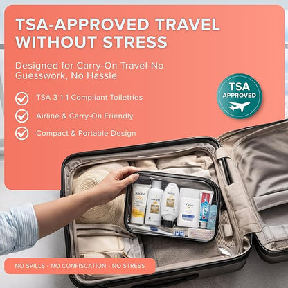 15 Piece Set Women’s Travel & Hygiene Kit with Clear Toiletry Bag, Personal Care Essentials, Single Kit or Bulk Case Packs, TSA Approved Toiletry Kit for Travel, Vacation, Everyday Essentials