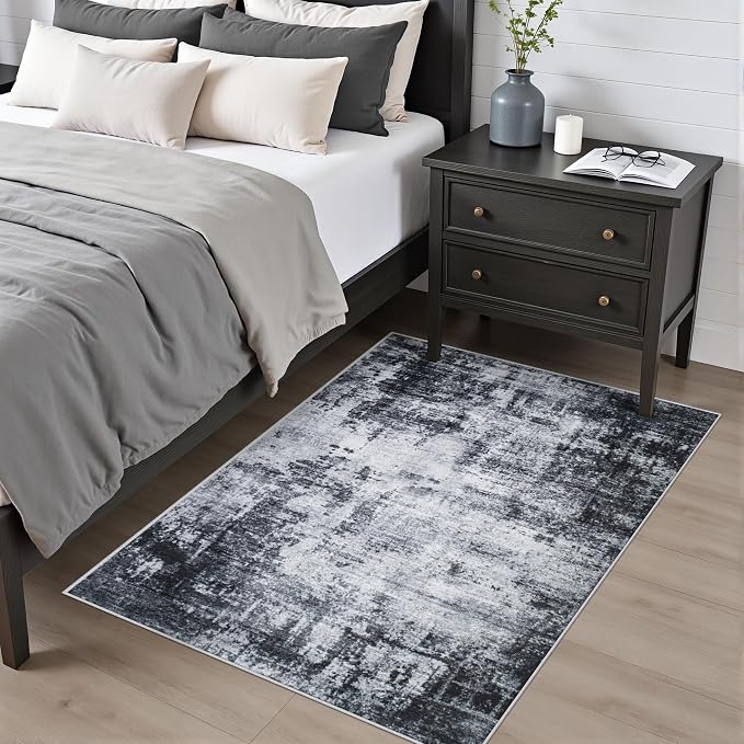 Washable Area Rug 3x5 Entryway Rug: Washable Modern Abstract Soft Thin Rug