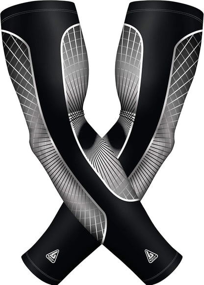 B-Driven Sports Pro Fit Compression Arm Sleeves for Men Women & Youth - Volleyball Golf Running Baseball Basketball - Pair