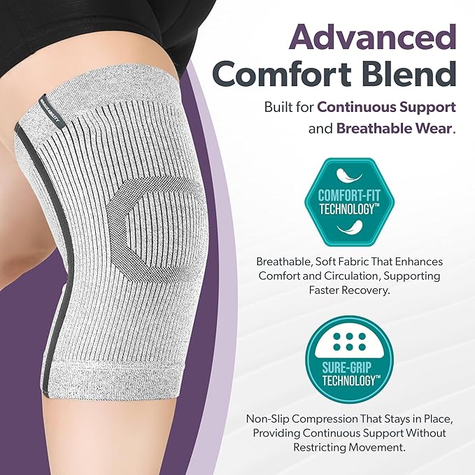 BraceAbility Plus Size Knee Brace for Women and Men – Compression Sleeve for Knee Pain Relief, Arthritis, Swelling, Osteoarthritis, Meniscus Tear, Joint Support Knee Stabilizer (3XL/4XL Wide Gray)