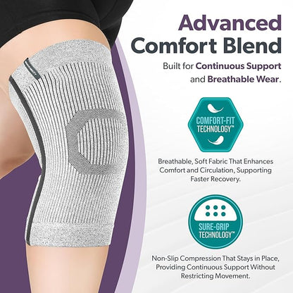 BraceAbility Plus Size Knee Brace for Women and Men – Compression Sleeve for Knee Pain Relief, Arthritis, Swelling, Osteoarthritis, Meniscus Tear, Joint Support Knee Stabilizer (3XL/4XL Wide Gray)