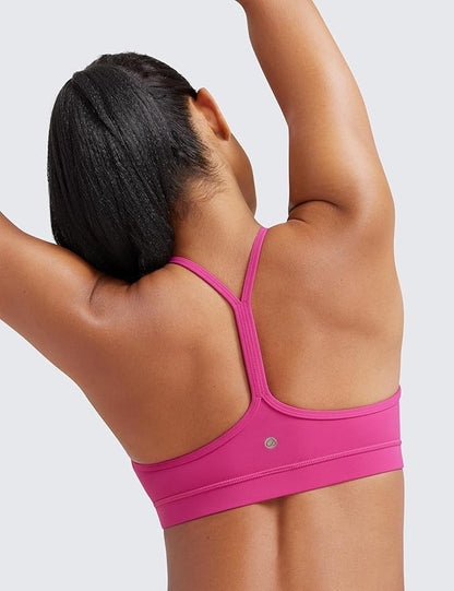 CRZ YOGA Butterluxe Y Back Sports Bras for Women - Padded Racerback Low Impact Spaghetti Thin Strap Workout Yoga Top