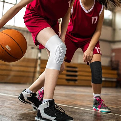 Wrestling Knee Pads for Kids Youth Adult, Knee Compression Sleeve for Basketball Volleyball Football, 1 Pair Short Knee Pads Sleeves ((#2) White-2pcs,XXLarge)