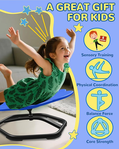 Spinning Chair for Autistic Kids, 21" L × 16" W Sensory Toys for Kids with Autism, Sit and Spin, Toddlers & ADHD Children, Sensory Products Swivel Chair, Navy Blue