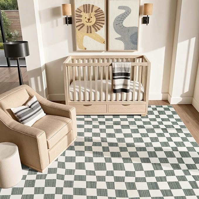 jinchan 6x9 Checkered Area Rugs