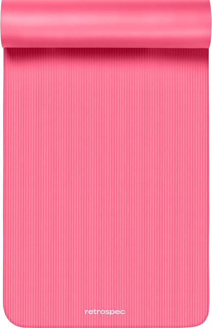 Retrospec Solana Yoga Mat 1" Thick w/Nylon Strap for Men & Women - Non Slip Exercise Mat for Home Yoga, Pilates, Stretching, Floor & Fitness Workouts