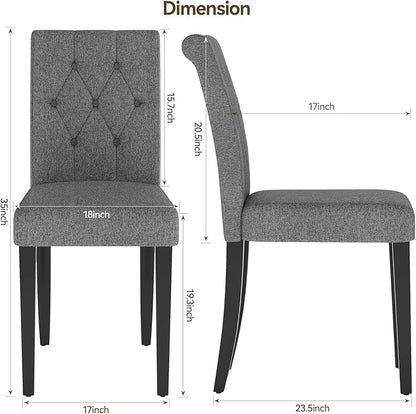 Upholstered Dining Chairs Set of 4, Button Tufted Parsons Dining Chair with Solid Wood Legs, Modern Fabric Side Chair for Dining Room/Kitchen/Restaurant/Hotel- Grey