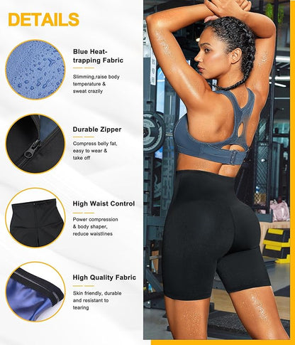 TrainingGirl Compression Sweat Shorts for Women Workout Sauna Suit Gym Sets High Waist Trainer Thigh Fat Slimmer Yoga Pants