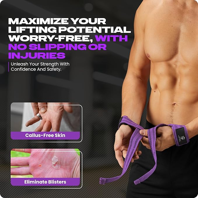 Special Essentials 2 Pack of Wrist Straps for Weightlifting - Two-Sided Anti Slip Silicone Grip & Padded Neoprene - Durable Gym Lifting Straps for Men and Women for Bodybuilding & Powerlifting