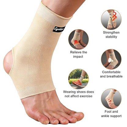 eYotto Open-Heel Ankle Sleeves (1 Pair), Breathable Foot & Ankle Compression Support for Swelling, Plantar Fasciitis & Sprain Relief for Men & Women