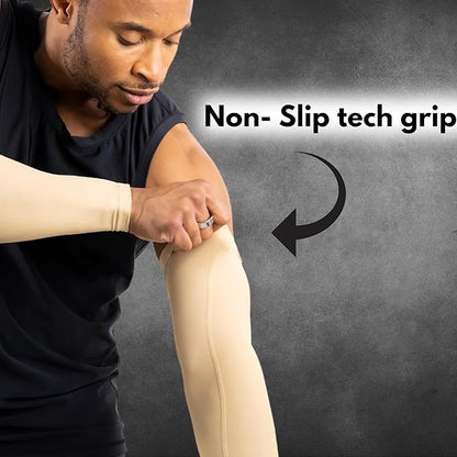 CompressionZ Compression Arm Sleeves for Men & Women| Cooling UV Sun Protection Elbow Pain Relief for All Sports and Recovery