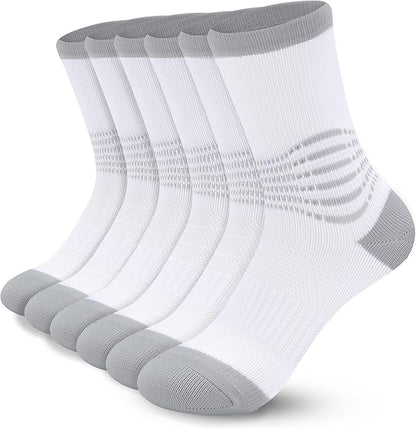 IRAMY Crew Compression Socks for Women Men with Ankle Arch Support Plantar Fasciitis Relief 3/6 Pairs