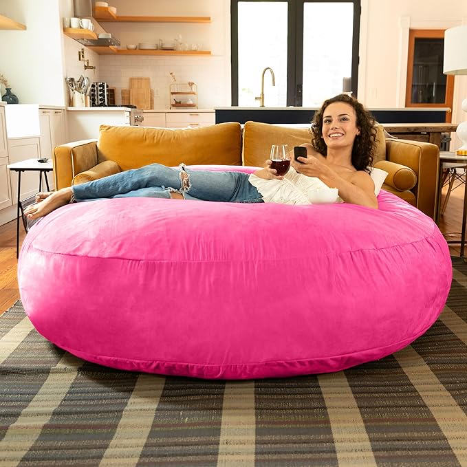 Jaxx 6 Foot Cocoon - 2-in-1 Convertible Bean Bag Bed & Large Bean Bag Chair for Adults, Microsuede Fuchsia