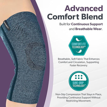 BraceAbility Knee Compression Sleeve - Knit Knee Pain Brace for Men or Women, Arthritis Relief, Meniscus Tear, Running, Workout, Sports, Swelling, Athletic Support for Joint Stability (Lilac, XL/2XL)