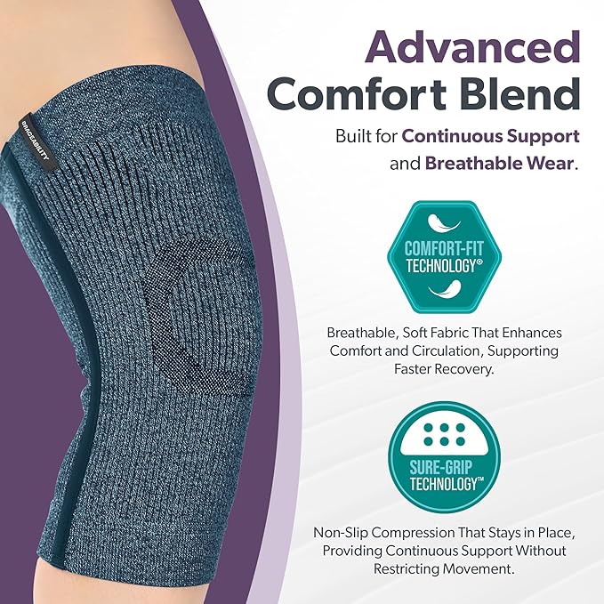 BraceAbility Knee Compression Sleeve - Knit Knee Pain Brace for Men and Women, Arthritis Relief, Meniscus Tear, Running, Workout, Sports, Swelling, Athletic Support for Joint Stability (M/L Black)