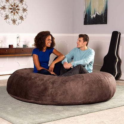 Jaxx 6 Foot Cocoon - 2-in-1 Convertible Bean Bag Bed & Large Bean Bag Chair for Adults - Padded Microvelvet, Chestnut