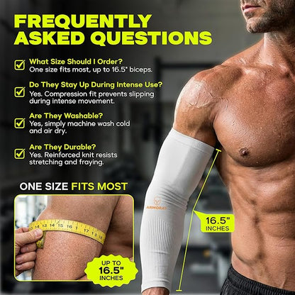 ARMORAY Arm Sleeves for Men and Women - UV Sun Protection Cooling Compression - Tattoo Cover Up Sleeve for Daily Wear & Work