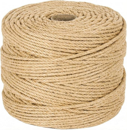 Sisal Rope 1/4 Inch X 1200 FT, Natural Hemp Rope Twine, Twisted 4 Strand Long for Cat Scratcher, Docks, DIY Projects