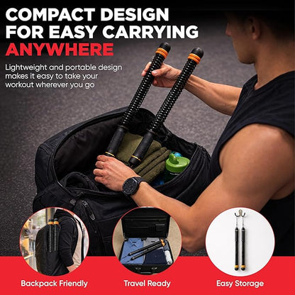 Adjustable Ropeless Battle Ropes – Weighted Cordless Battle Rope Set with Variable Resistance, Wrist Straps & Workout Guide Poster – Portable HIIT & Home Gym Training Equipment