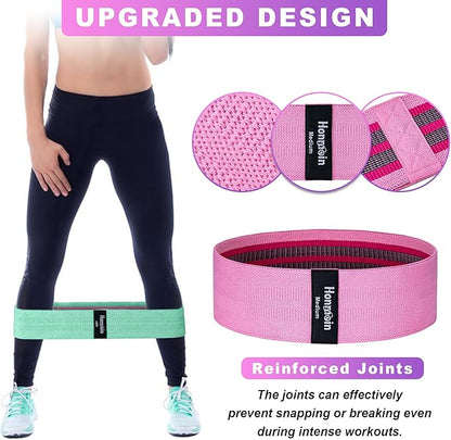 Honmein Resistance Bands for Working Out, 3 Levels Exercise Bands Workout Bands Set for Women Men, Hip Legs Booty Bands for Home Fitness, Gym, Yoga, Pilates