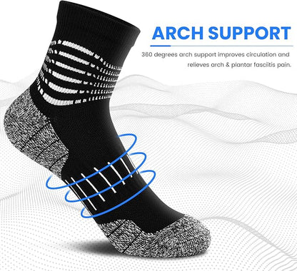 IRAMY Ankle Compression Socks for Men Athletic Running Socks with Cushioned Support 3/5 Pairs